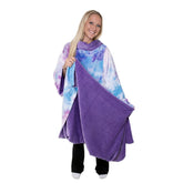 Snuggie front view on couch showing full coverage and cozy fit
