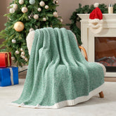 Snuggle Sac front view of heather green throw showcasing size and color benefit