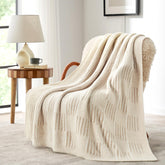 Snuggle Sac front view throw showcasing cream checkered design and cozy appeal
