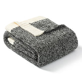 Snuggle Sac front view folded throw showing heather black color and cozy appeal