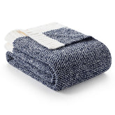 Snuggle Sac front view of heather navy throw showing color and drape for stylish comfort