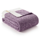 Snuggle Sac front view of heather purple throw showcasing color and finish, enhances decor