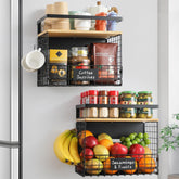 Snuvid front view showing bamboo top and large magnetic basket organized