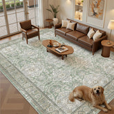 Soalmost front view of 8x10 rug showing pattern and placement - durable style