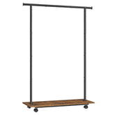 SONGMICS clothes rack front view showing full hanging capacity and shelf benefit