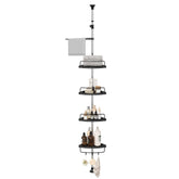 SONGMICS front view of corner shower caddy showing overall storage and neat organization