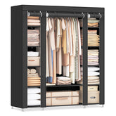 SONGMICS front view of closed portable closet protecting clothes from dust