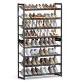 SONGMICS full rack front view showing compact vertical storage benefit