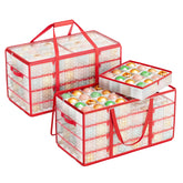 SONGMICS front view of ornament boxes showing festive edges and secure closure