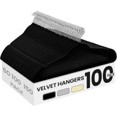 SONGMICS front pack of 100 velvet hangers showing quantity and neat stack benefit