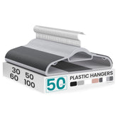 SONGMICS front packaging showing 50 slim hangers and compact storage benefit