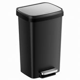 SONGMICS front view of 12-gallon trash can showing compact footprint and sleek lid