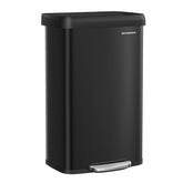 SONGMICS front view of black stainless can showing modern finish and space-saving benefit