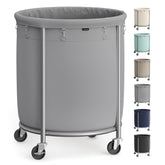SONGMICS front view of large laundry basket showing spacious capacity benefit