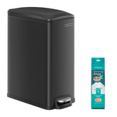 SONGMICS front view of slim trash can showing space-saving shape and modern finish