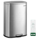 SONGMICS front view of stainless steel trash can shows clean modern look