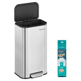 SONGMICS front view stainless steel trash can shows sleek design and space saving