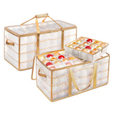 SONGMICS front view showing two boxes and festive trim for neat storage