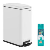 SONGMICS front view showing slim stainless bin and modern finish, space-saving benefit