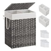 SONGMICS front view with lid closed shows tidy laundry storage