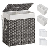 SONGMICS front view of wicker-style hamper showing neat storage benefit