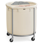 SONGMICS front view of laundry basket showing full capacity and easy access