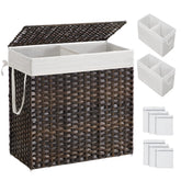 SONGMICS front view of double laundry hamper shows neat storage and tidy design