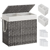 SONGMICS front view showing wicker style and tidy storage benefit