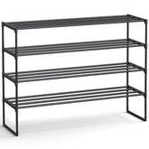 SONGMICS front view of assembled rack showing organized shoes and neat storage benefit