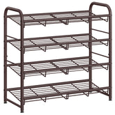 SONGMICS front view of 4-tier metal shoe rack showing organized pairs