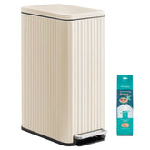 SONGMICS front view of stainless steel trash can shows modern elegance and space saving