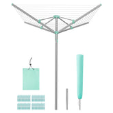 SONGMICS umbrella drying rack front view showing full clothesline capacity and sturdy frame