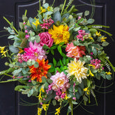 Soomeir front view wreath showing full 24-inch floral display and curb appeal