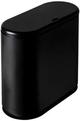 Sooyee front view of black rectangular trash can showing compact design and neat look