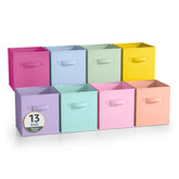 Sorbus front view of 8-pack pastel cubes showing organized bins benefit tidy shelving