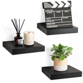 Sorbus front view of three black square shelves showcasing neat displays and saving space