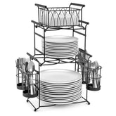 Sorbus front view of buffet caddy showing organized tiers for quick serving