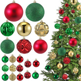 Soulchen front view of red green gold ornament set showing complete pack and variety