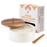 SoulMex front view showing jumbo ceramic warmer and acacia lid, elegant serving benefit