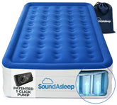 SoundAsleep front view of raised queen mattress showing bed-like profile and fast setup