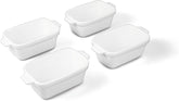 Souper Cubes white 5x3 dishes front view showing set of four and lids, compact storage benefit