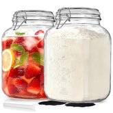 Sovietiep front view of one gallon jar showing capacity and clear glass, saves pantry space