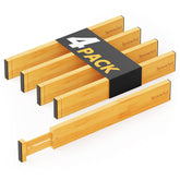 SpaceAid bamboo dividers front packaging showing four expandable organizers and labels for tidy drawers