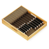 SpaceAid front view of bamboo knife organizer shows neat storage and quick access