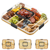 SpaceAid charcuterie board front view showing full bamboo tray and black handles for easy carrying