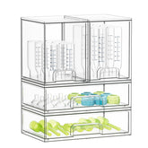 SpaceAid front view of stacked 4-pack organizer showing clear acrylic and compact footprint