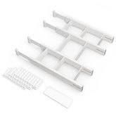 SpaceAid front view of packaged dividers showing included inserts and labels, neat storage