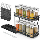 SpaceAid front view of pull-out spice rack showing neat labeled organization and quick access