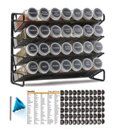 SpaceAid front view of assembled 4-tier spice rack showing neat jar layout and space savings