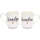 Sparkle and Bash front view of Grandma and Grandpa mugs showing matching design and labels, perfect gift